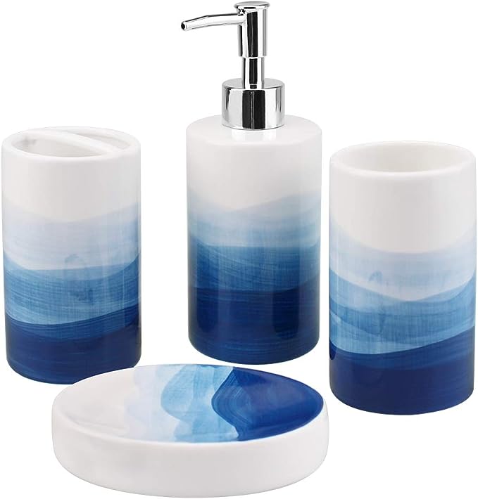 4-Piece Bathroom Accessory Set with Toothbrush Holder and Dish, Tumble