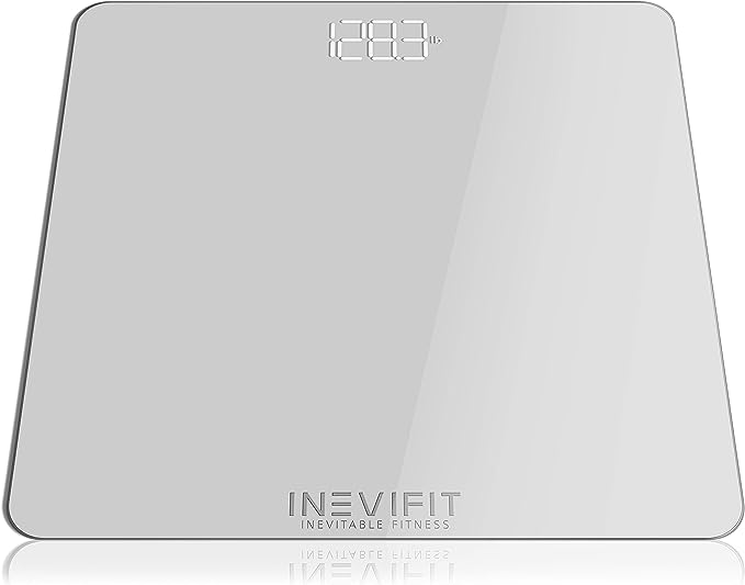 INEVIFIT BATHROOM SCALE, Highly Accurate Digital Bathroom Body Scale, Silver