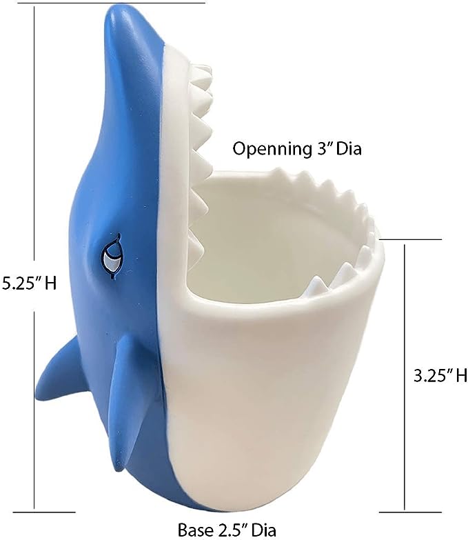 Kids Toothbrush Holder Toothbrush Organizer – Durable Silicone Animal Tooth Brush Holder – Easy to Clean Toothbrush and Toothpaste Holder – Toothbrush Holders for Bathrooms by Lily’s Home - Shark