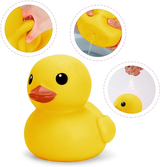 Jumbo Rubber Duck Bath Toy - Giant Ducks Big Duckie Baby Shower Birthday Party Favors 8-Inches (Yellow)