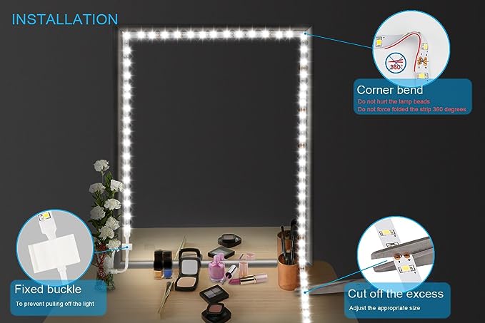 ViLSOM 240 LEDs Make-up Vanity Mirror Light Kit for Vanity Makeup Table Set with Dimmer and Power Supply,Mirror not Included., 13ft/4M