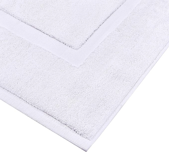 Utopia Towels Cotton Banded Bath Mats, White, [Not a Bathroom Rug], 100% Ring-Spun Cotton - Highly Absorbent Shower Bathroom Floor Mat (Pack of 2)